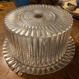 Vintage Plastic Crystal Look Cake Plate w/ Lid